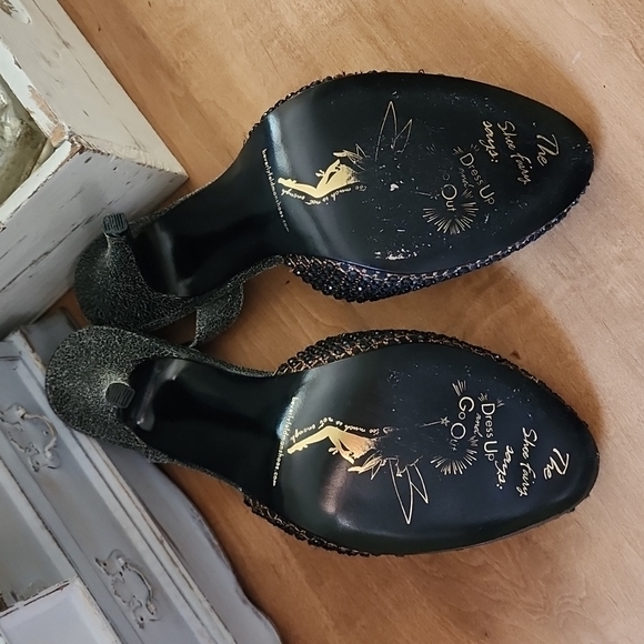 Beverly Feldman 7.5 black sparkly slingbacks - Picture 5 of 7